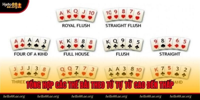 Tổng hợp các thế bài theo tứ tự từ cao đến thấp